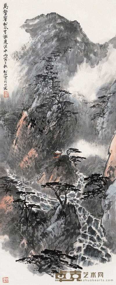崔松石 山水 立轴 104×43cm